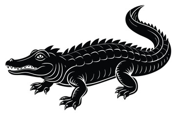 Naklejka premium a crocodile illustration silhouette on White Background
