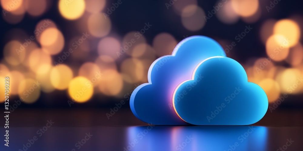 Poster futuristic glowing cloud icon in vibrant neon colors representing digital transformation artificial 