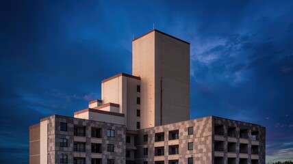 Dusk at the Hexagon Apartments: A Modern Architectural Marvel