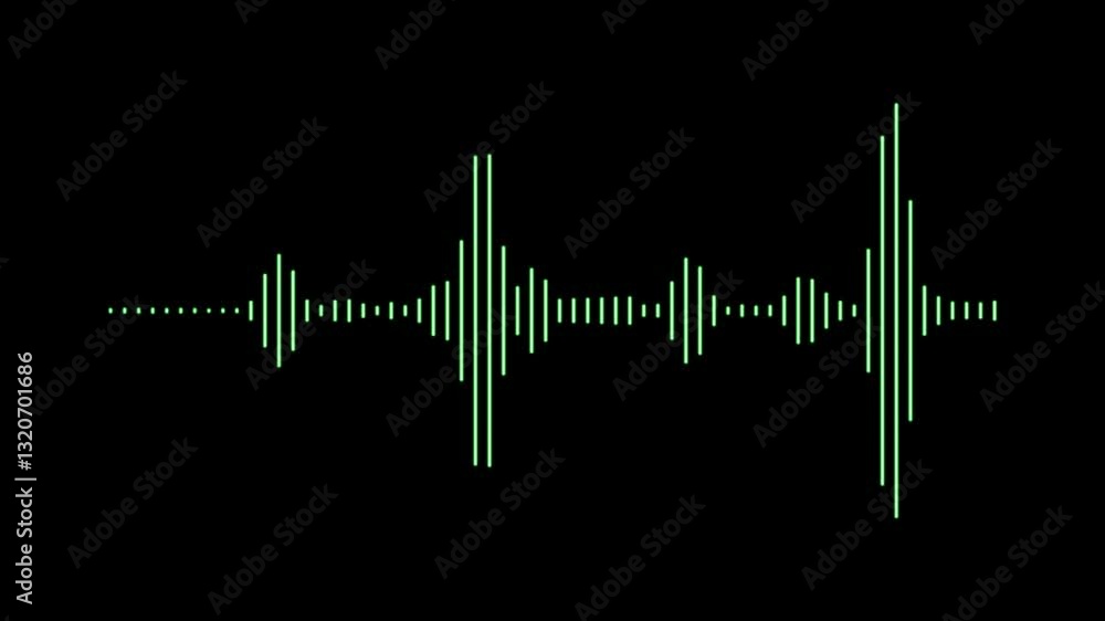Aufkleber sound waveform. sound audio waves isolated on black background. seamless loop animation.4k animation
