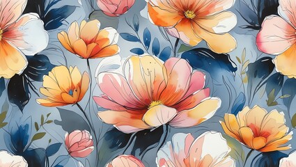 Watercolor Floral Paradise: A Symphony of Blossoms