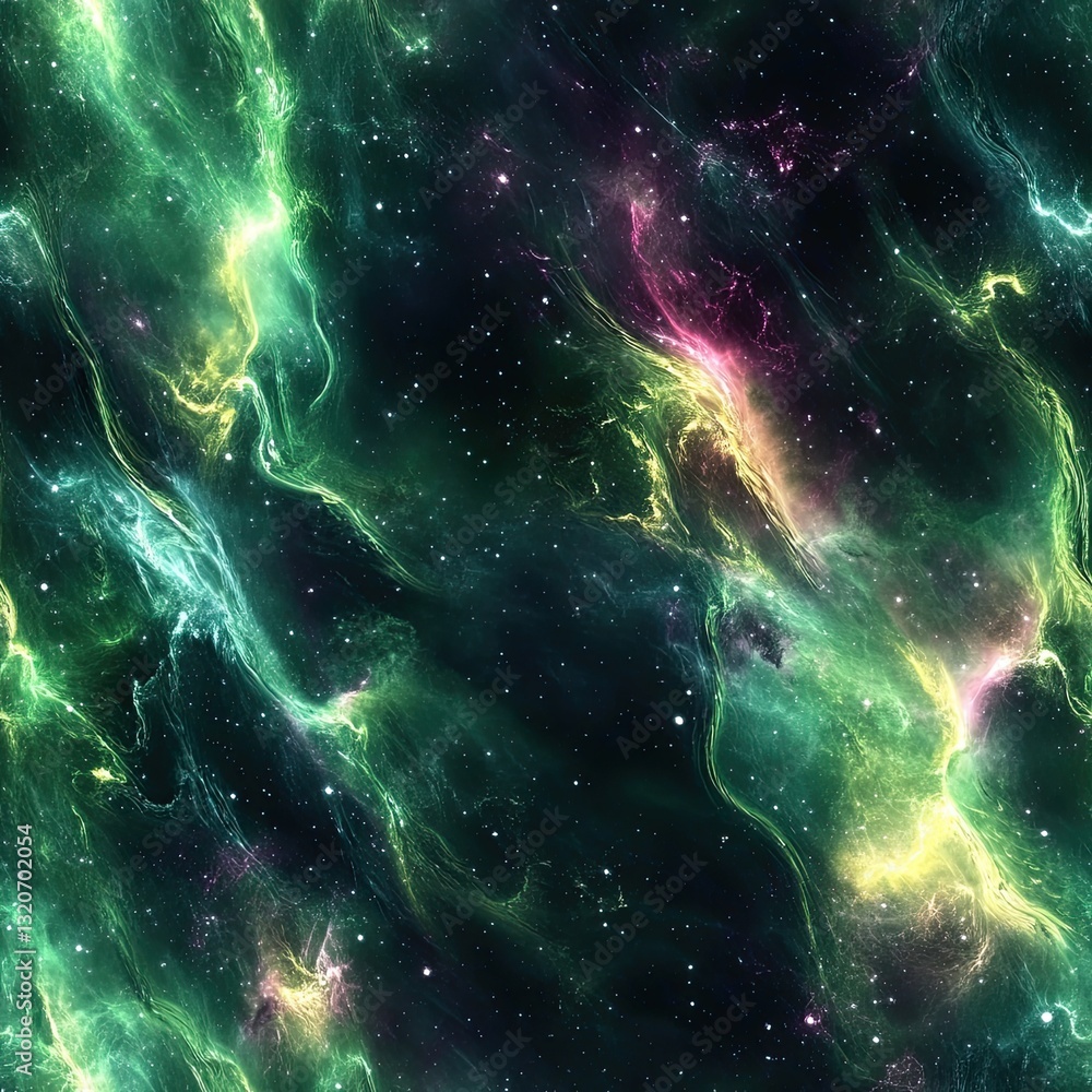 Poster stunning nebula aurora borealis seamless soft pattern design for textiles and decor