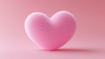 Obraz premium Fluffy pink heart on pink background