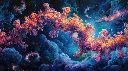 Fototapeta premium Deep space digital art vibrant colors of celestial nebula formation