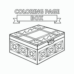 Box interior outline kids coloring book page line art drawing Vector illustrations.