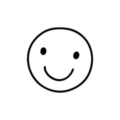 Cute smile icon isolated on a white background. Vector hand-drawn illustration in doodle style. Perfect for cards, decorations, logo, various designs.
