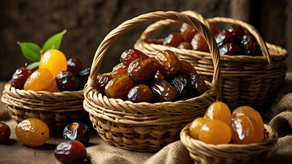 Basket with fruits and dates