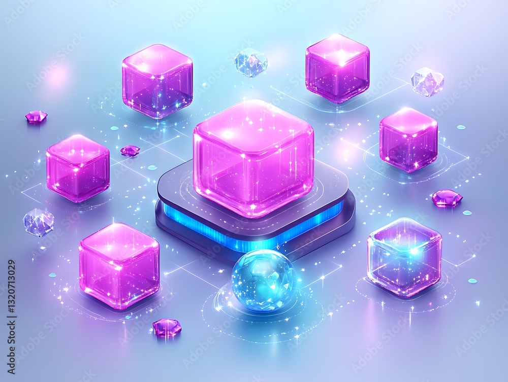 Aufkleber abstract concept displaying transparent cubes with futuristic platform