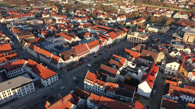 Fly with me from above of the Bavarian city roofs 