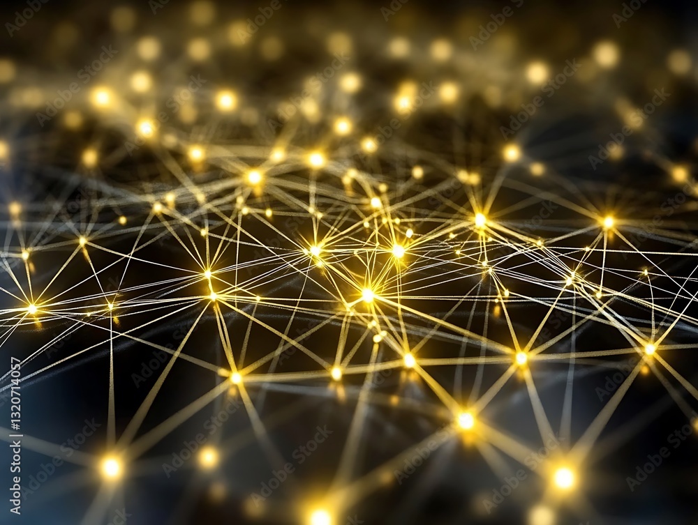 Poster abstract digital network connection with glowing dots and lines design