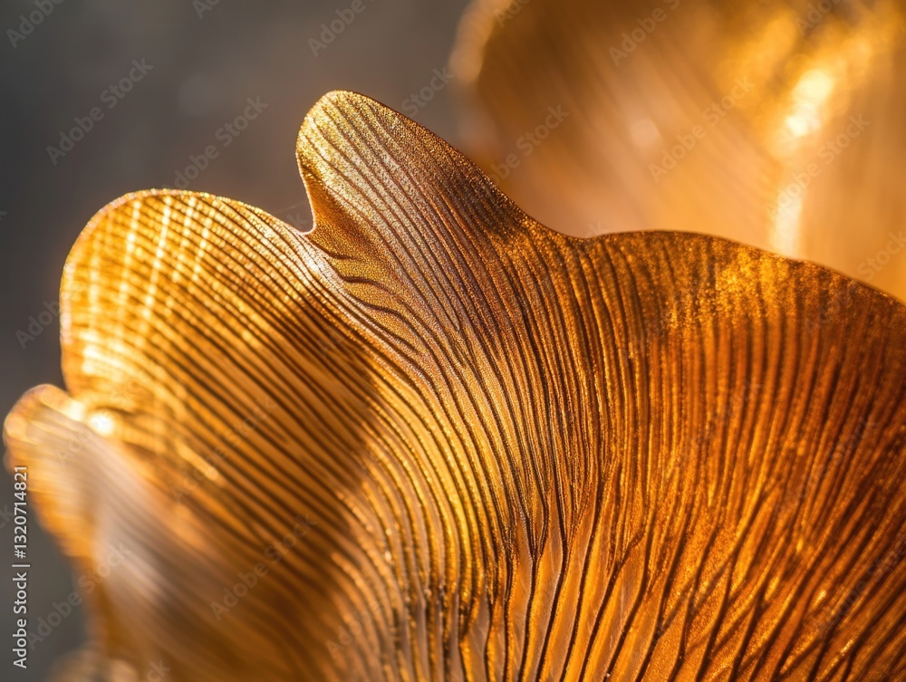 Poster close-up view of a mushroom's underside with intricate details