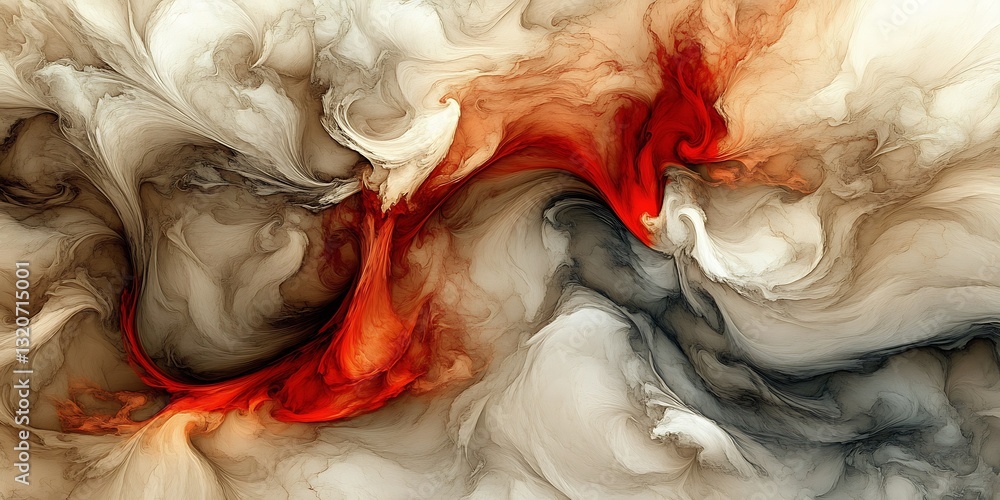 Poster abstract fractal smoky background with red swirls and dynamic movement