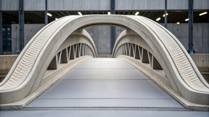 Modern Architectural Bridge Design with Smooth Curves and Minimalist Aesthetic