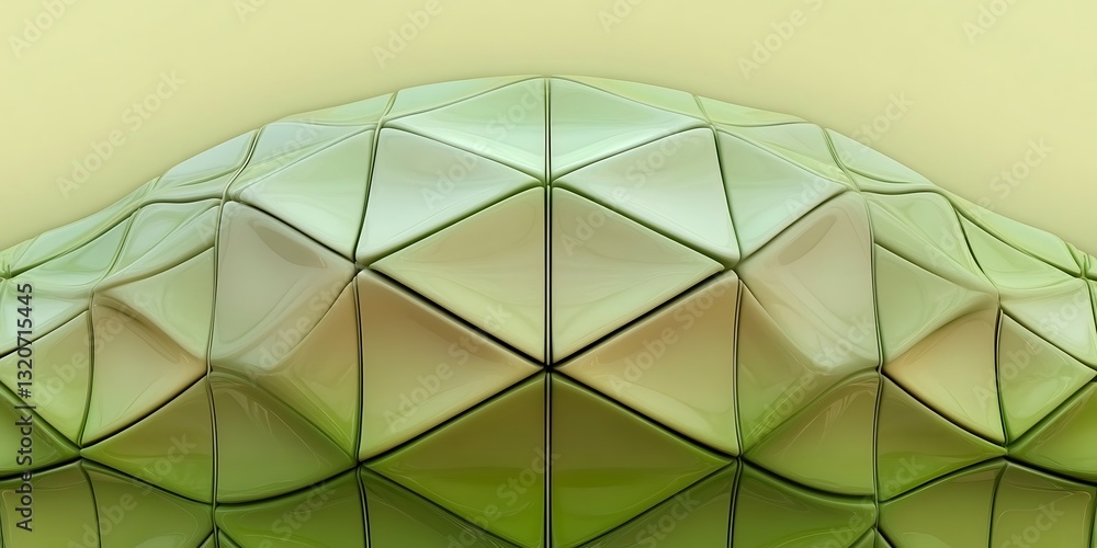 Poster abstract geometric mosaic surface with green triangular elements