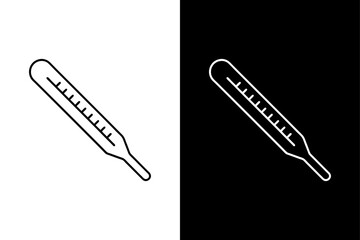 Simple Thermometer Icon High-Quality Black and White Silhouette Vector.