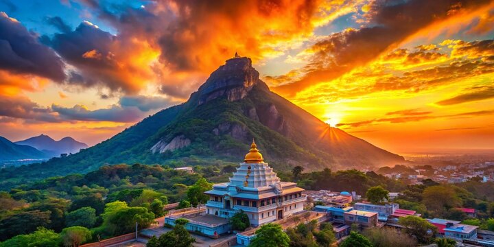 Arunachala Hill Sunrise Timelapse - Telephoto Portrait Photography, Tiruvannamalai, India