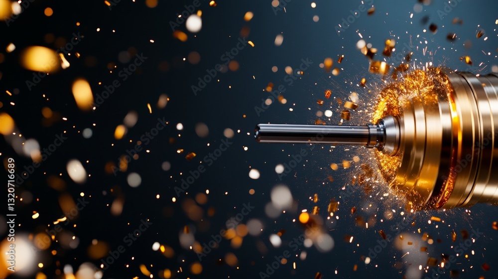 Aufkleber dynamic close up of metal cutting machine producing fiery sparks in a precision engineering workshop