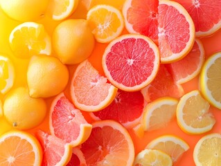Vibrant Gradient Citrus Fruits Arrangement for Advertising and Branding