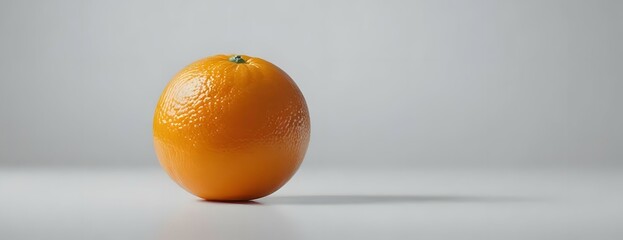 Photo A Bright Orange Orange Placed On A Clean White Surface With A White Background. The Lighting Is Soft And Even, Highlighting The Texture Of The Orange Peel.