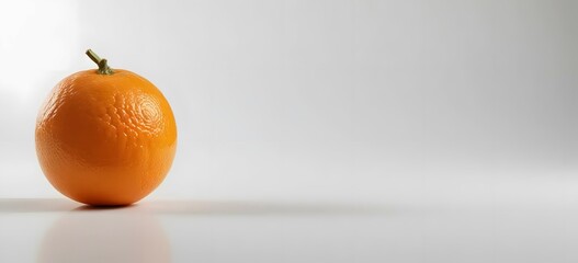 Photo A Bright Orange Orange Placed On A Clean White Surface With A White Background. The Lighting Is Soft And Even, Highlighting The Texture Of The Orange Peel.