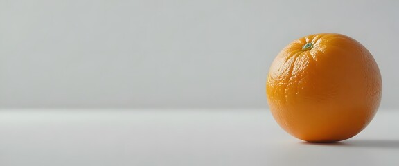 Photo A Bright Orange Orange Placed On A Clean White Surface With A White Background. The Lighting Is Soft And Even, Highlighting The Texture Of The Orange Peel.