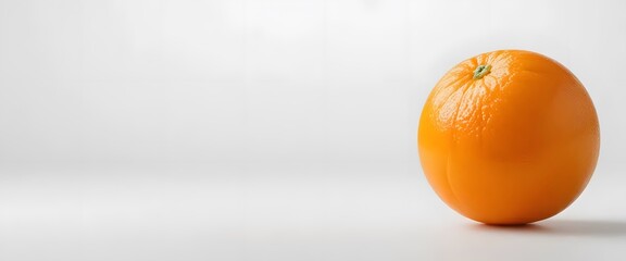 Photo A Bright Orange Orange Placed On A Clean White Surface With A White Background. The Lighting Is Soft And Even, Highlighting The Texture Of The Orange Peel.