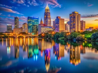 Obraz premium Austin Texas Skyline Night Photography - Dramatic Low Light Cityscape