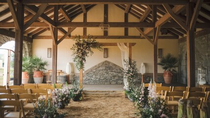 Rustic Barn Wedding Ceremony Setup