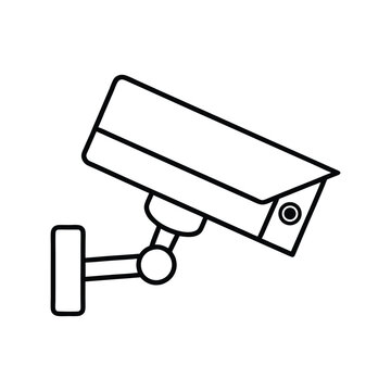 recommend clip art: a line art vector illustration of a CCTV camera.