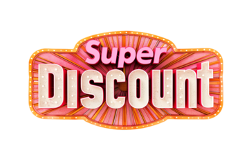 Super Discount in Elegant Serif Font Text Isolated on Transparent Background