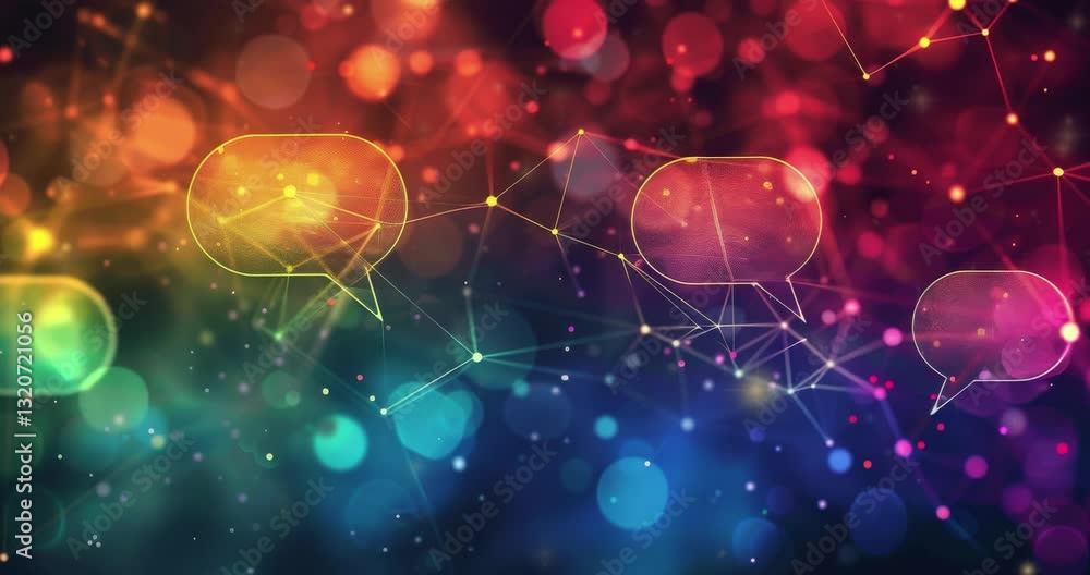 Aufkleber abstract digital background. abstract glowing message bubbles. social media or online communication 