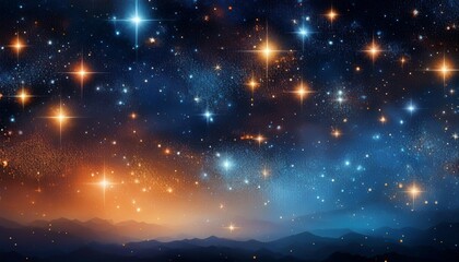 Fototapeta premium glittering starry sky with blue and orange stars cosmic backdrop for design