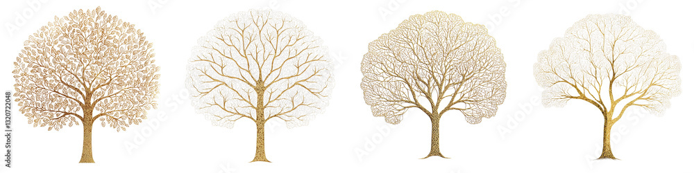 Poster delicate silhouetted trees in a minimalist monochrome design creating a serene and peaceful atmosphe