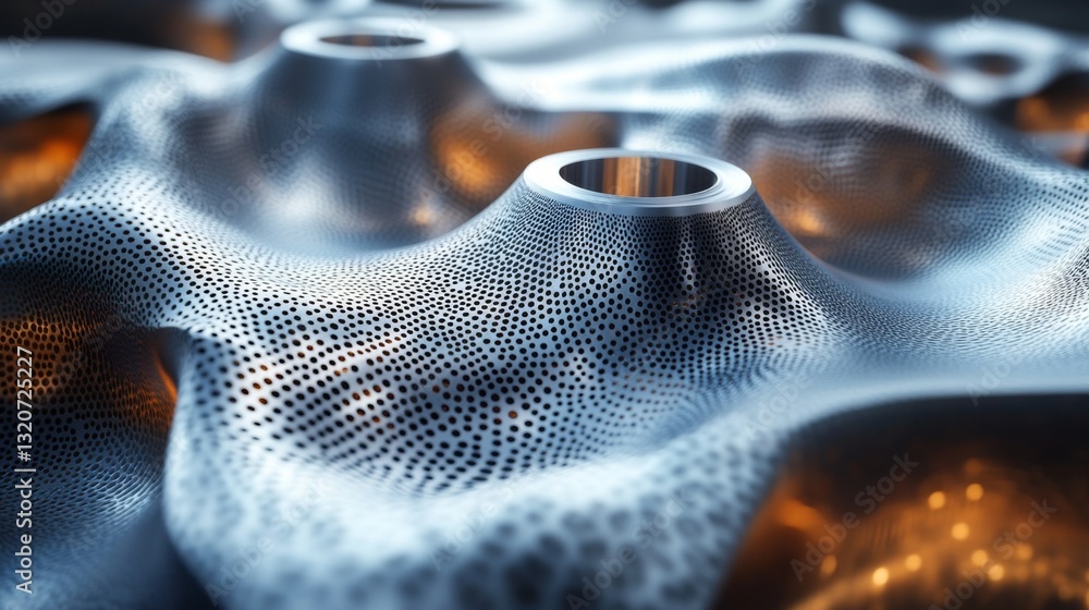 Poster detailed view of a complex surface texture with aluminum casting, highlighting the precision of mode