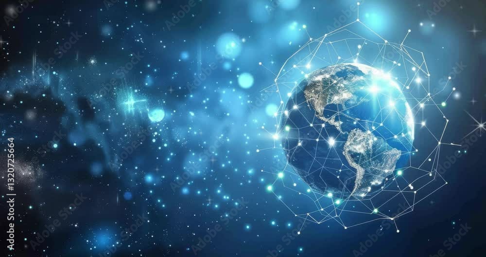 Poster abstract blue digital background with a global network and connectivity. abstract technology. abstra