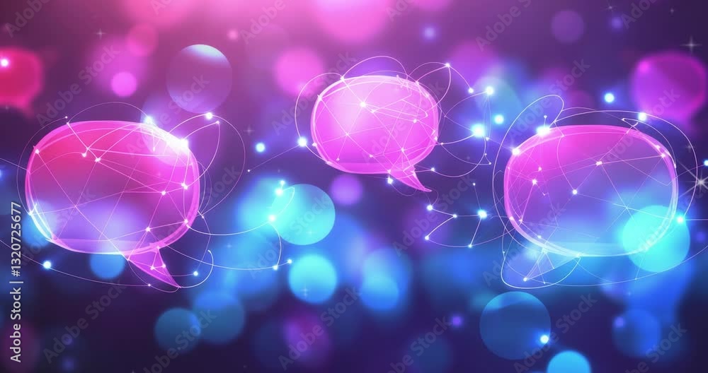 Poster abstract digital background. abstract glowing message bubbles. social media or online communication 