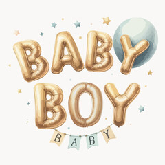 Cute baby shower watercolor invitation card. Its a girl, Its a boy card with pink and blue balloon.