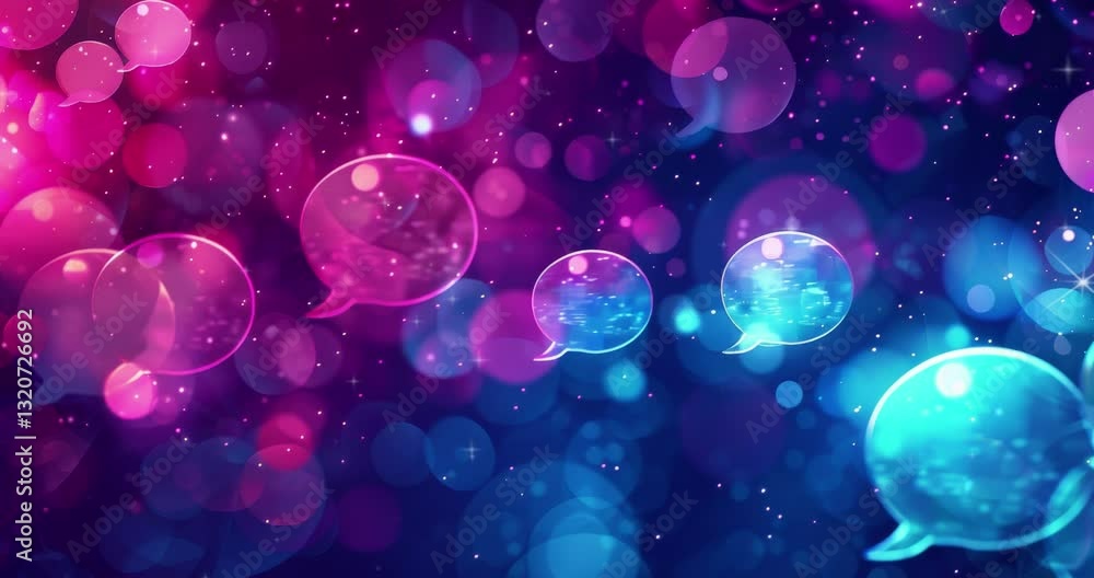 Poster abstract digital background. abstract glowing message bubbles. social media or online communication 