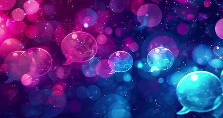 Abstract digital background. Abstract glowing message bubbles. Social media or online communication concept. Digital communication bubbles. social network and global connection. Copy space area