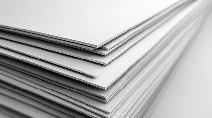 A close-up of a neatly stacked pile of thick, bright white paper sheets