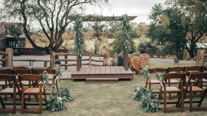 Obraz premium Rustic Outdoor Wedding Ceremony Setup