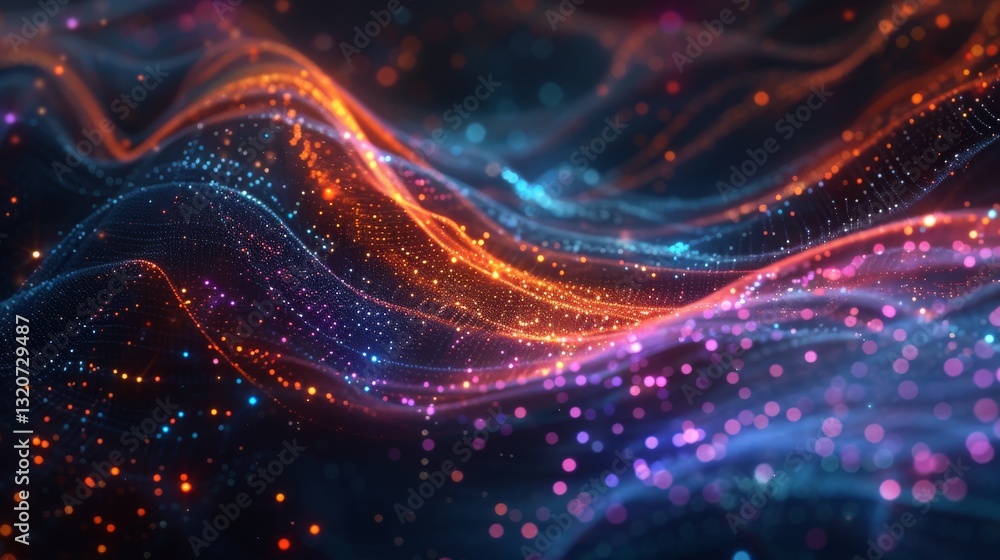 Poster abstract glowing wave lines. abstract technology background with glowing network connections. modern