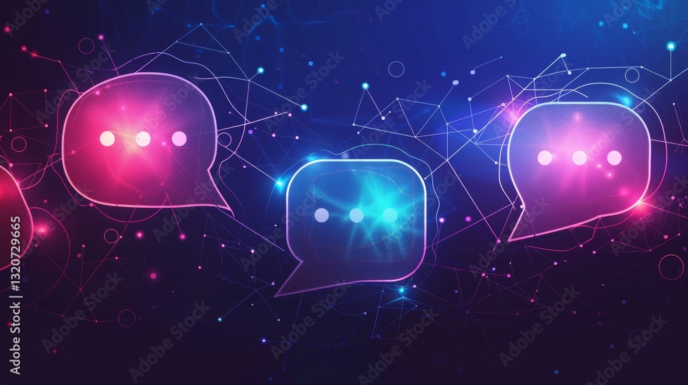 Aufkleber abstract digital background. abstract glowing message bubbles. social media or online communication 
