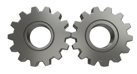 Isolated Silver Interlocking Gears