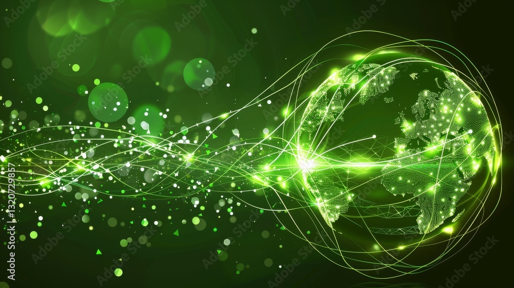 Poster abstract digital green earth with a global network and connectivity. symbolizing technology and sust