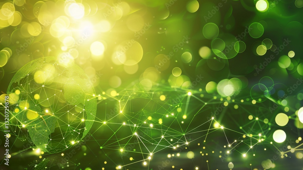 Poster abstract digital green earth with a global network and connectivity. symbolizing technology and sust
