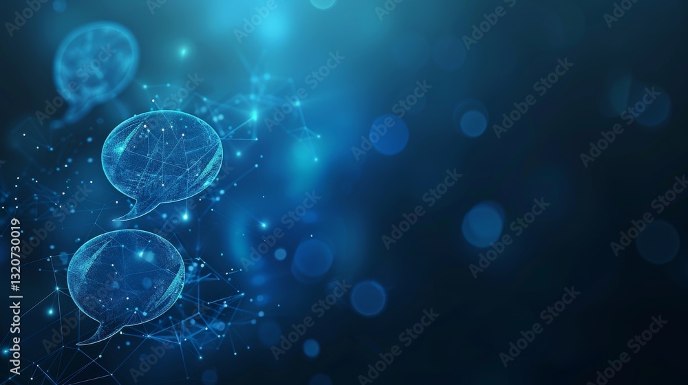 Poster abstract digital background. abstract glowing message bubbles. social media or online communication 
