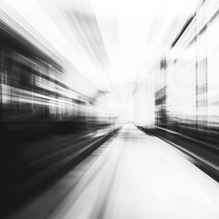 Abstract Grayscale City Street with Motion Blur and Light Streaks