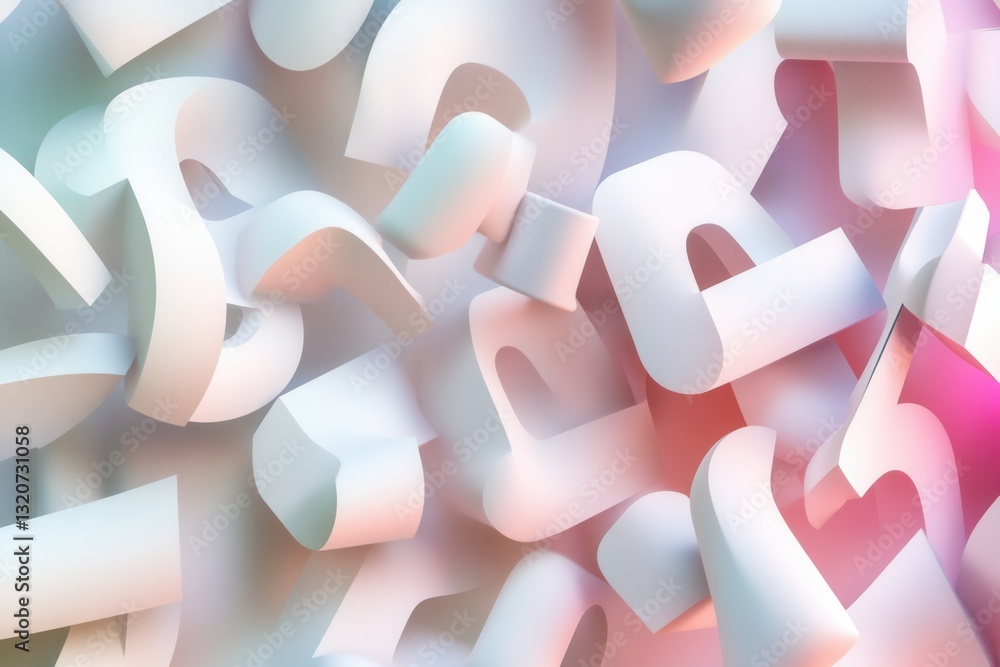 Poster Creative typography background featuring 3D letters and abstract forms in soft gradient colors ideal for modern design projects