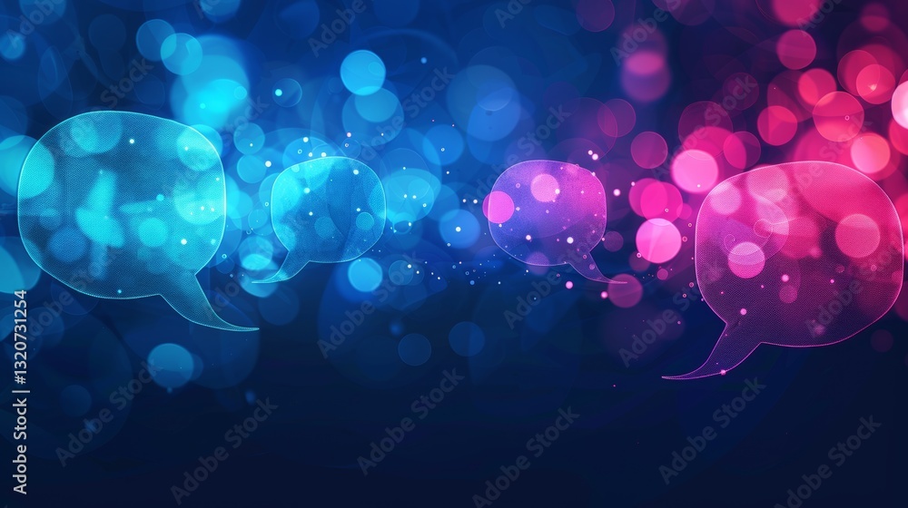 Poster abstract digital background. abstract glowing message bubbles. social media or online communication 